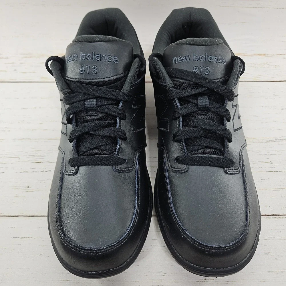 New Balance 813 Mens Size 10 D Black Leather Walking Shoes Sneakers MW813BK‎